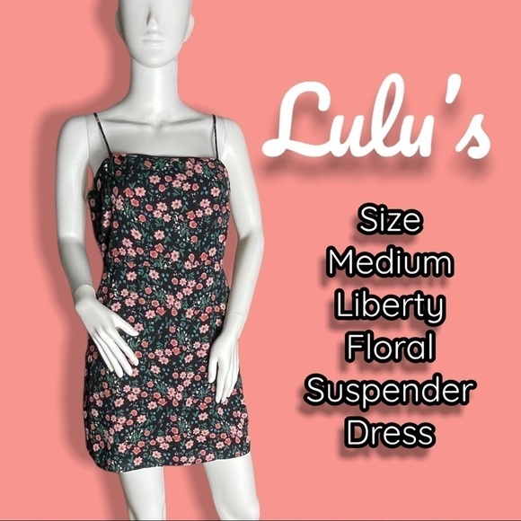 𝅺lulu’s Liberty Floral Suspender Mini Dress Size Medium - Picture 1 of 12